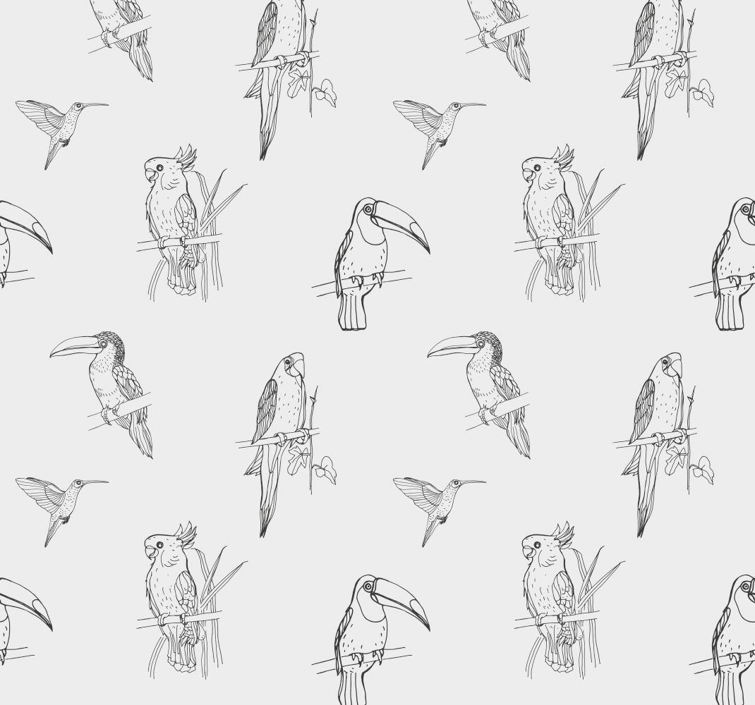 Animal vinyl carpet featuring parrots and toucans - TenStickers