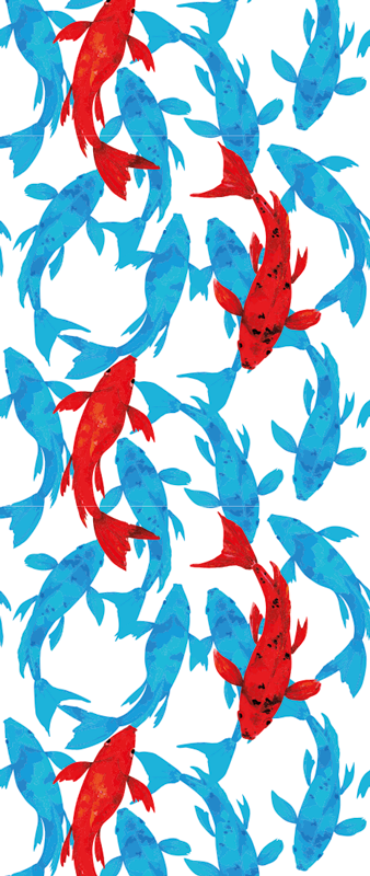 Animal vinyl carpet shoal of fish with red accent - TenStickers