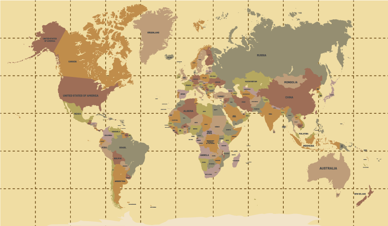 Beige vintage world map vinyl carpet - TenStickers