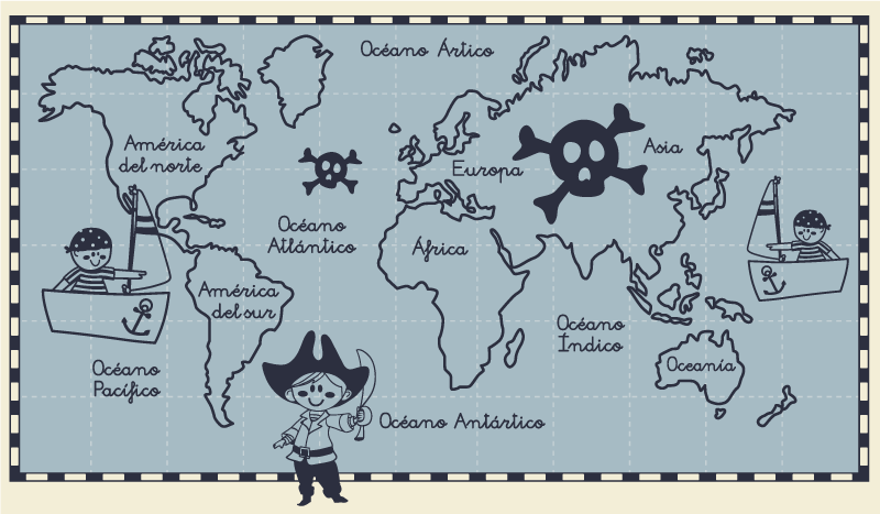 World map vinyl carpet pirate design - TenStickers
