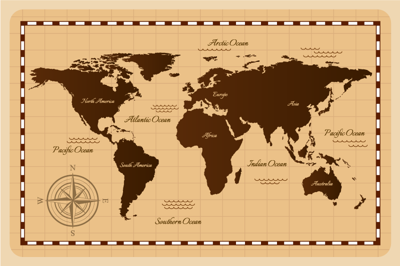 Atlas world map vinyl carpet - TenStickers