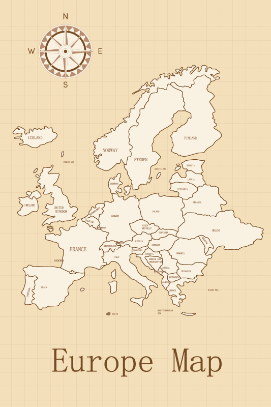 World map vinyl carpet vintage europe design - TenStickers