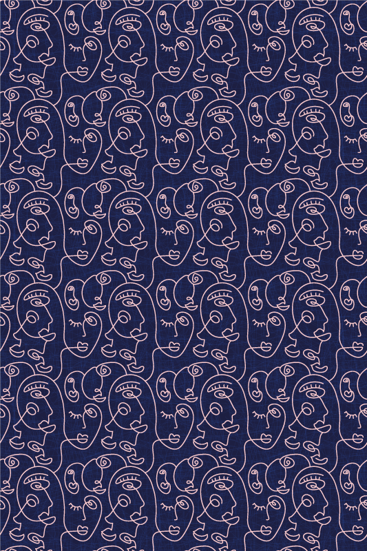 Texture vinyl carpet featuring abstract blue women - TenStickers
