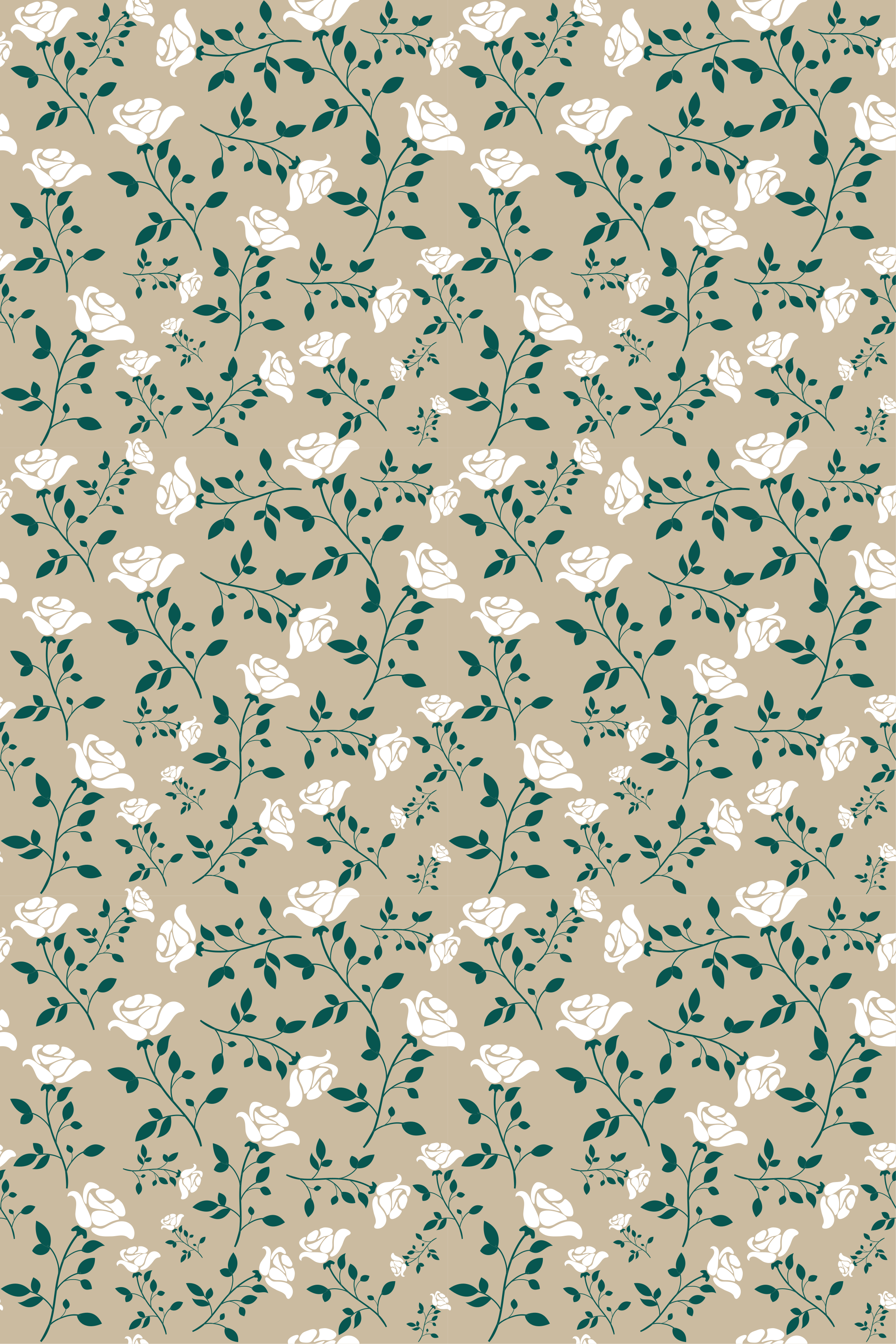 Vintage vinyl carpet with white rose pattern - TenStickers