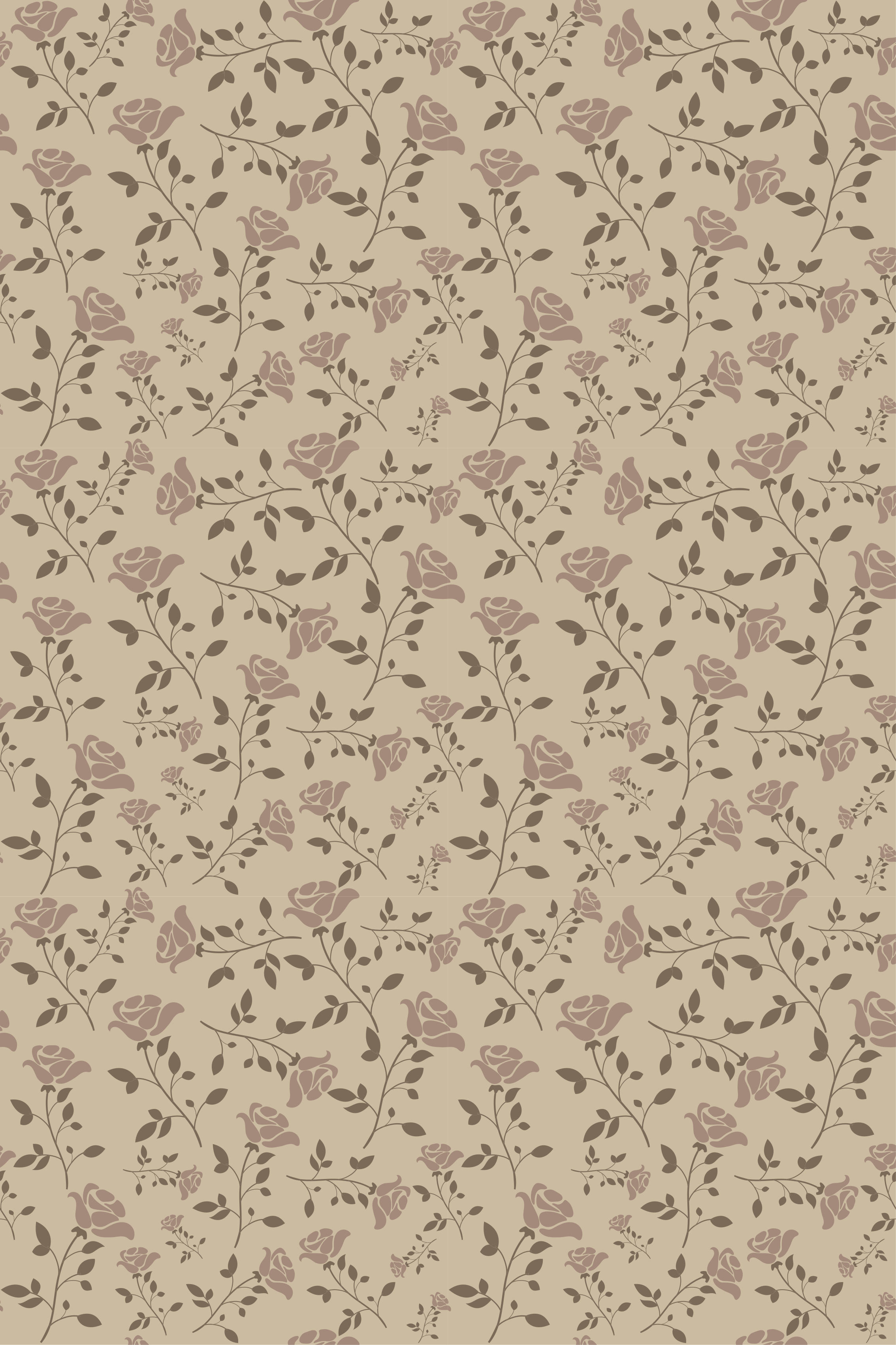 Vintage vinyl carpet in brown vintage rose pattern - TenStickers
