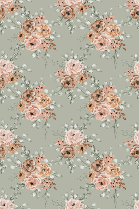 Vintage vinyl carpet with mint green rose design - TenStickers