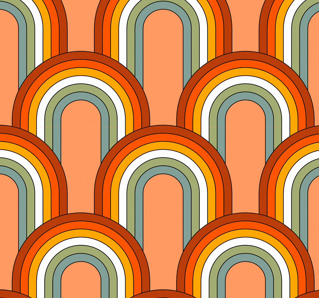Vintage vinyl carpet with 70s rainbow design - TenStickers