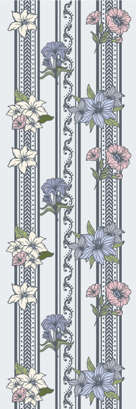 Vintage vinyl carpet in floral vintage stripe design - TenStickers
