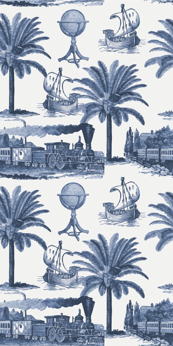 Vintage vinyl carpet french blue vintage pattern - TenStickers
