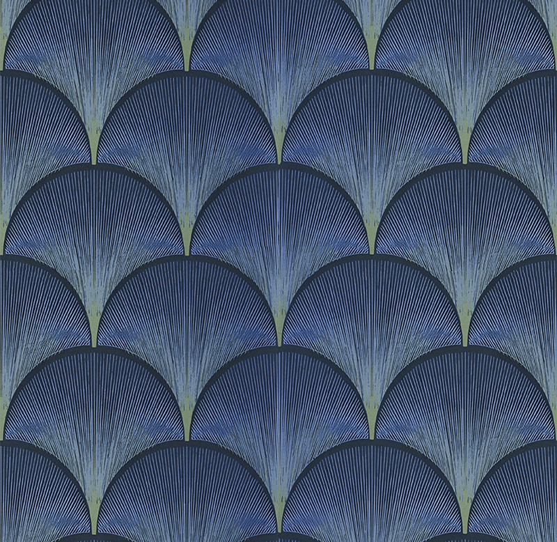 Vintage vinyl carpet 1920s art deco blue fans - TenStickers