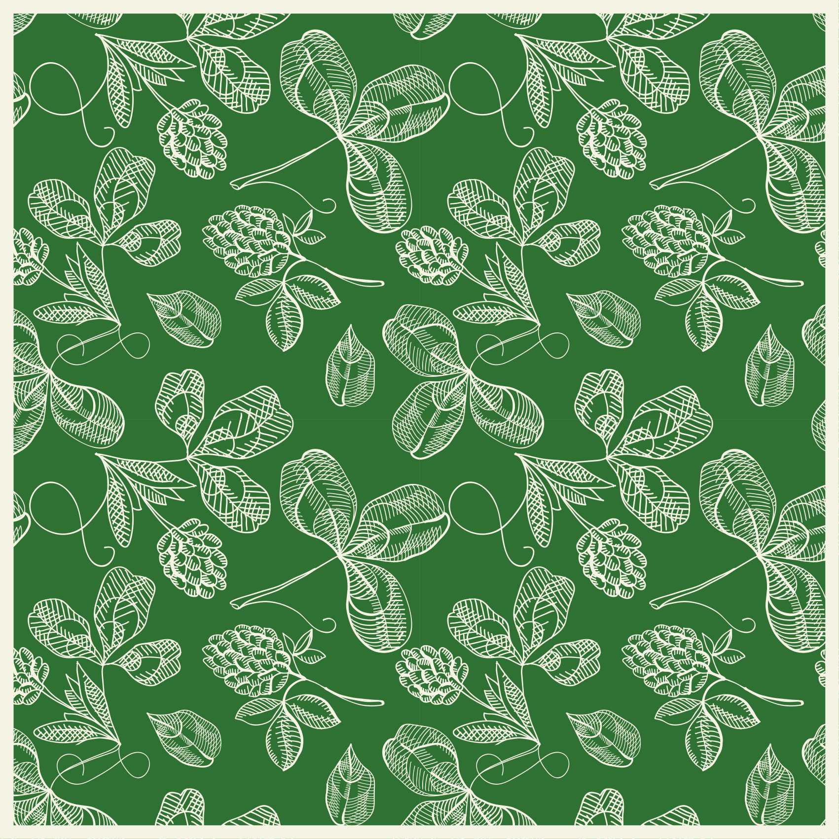 Vintage vinyl carpet green magnolia twig design - TenStickers
