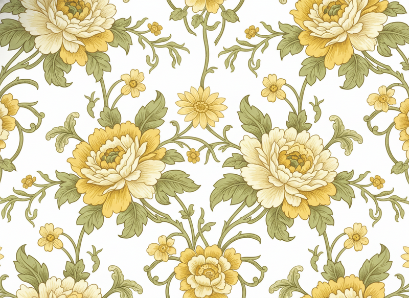 Vintage vinyl carpet with yellow floral design - TenStickers