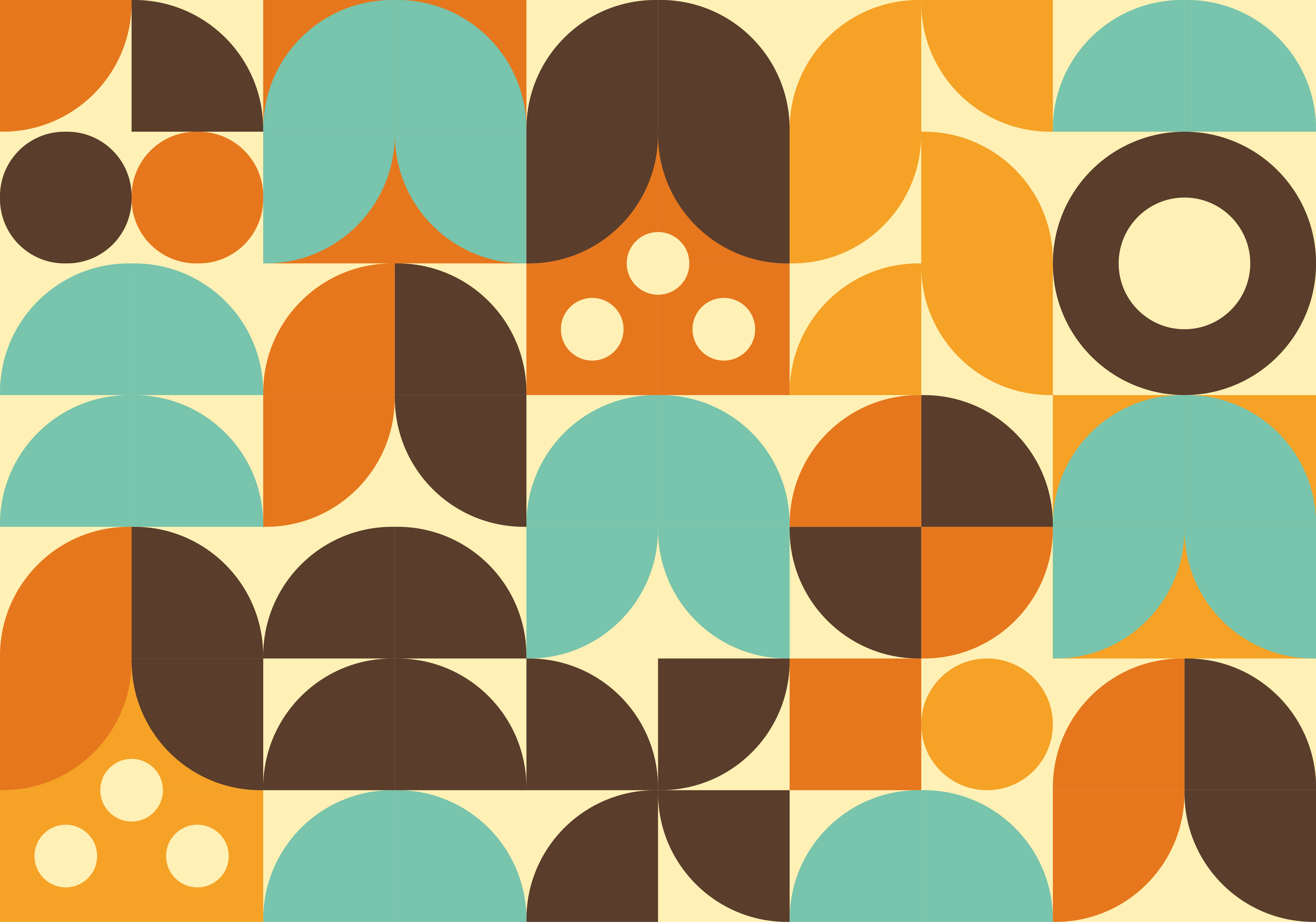 Vintage vinyl carpet geometric 70s abstract shapes - TenStickers
