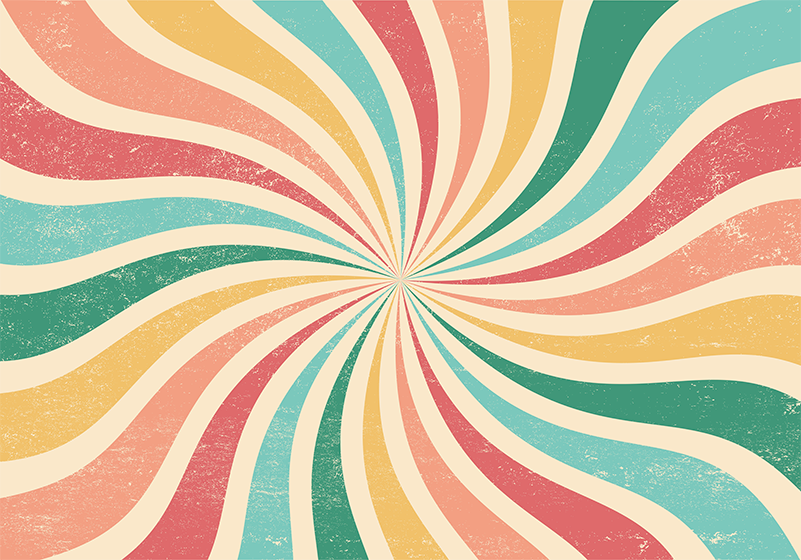 Vintage vinyl carpet with vibrant retro burst design - TenStickers