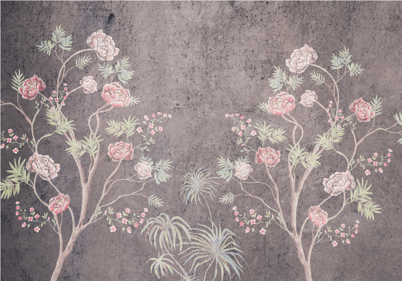 Vintage vinyl carpet with vintage style rose tree - TenStickers
