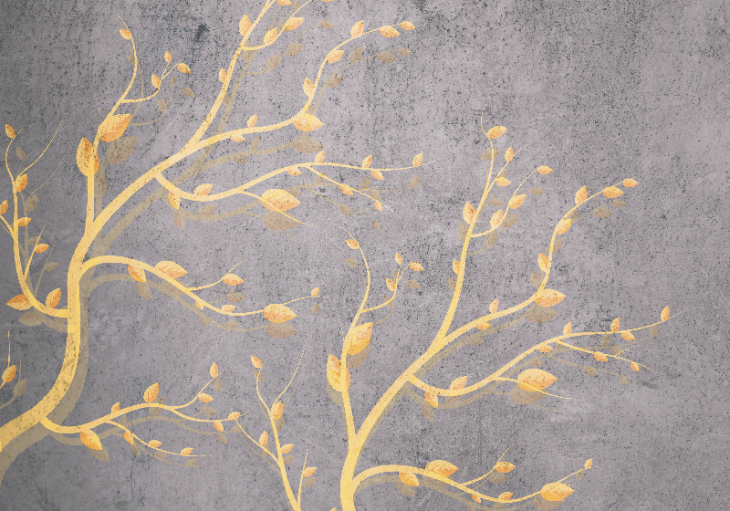 Vintage vinyl carpet with golden tree design - TenStickers