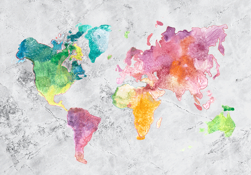 Stone look colourful world map vinyl carpet - TenStickers