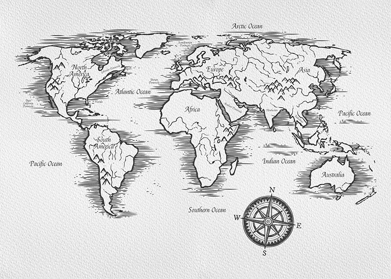 World map vinyl carpet elegant world map design - TenStickers