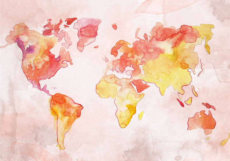 World map vinyl carpet pastel watercolor design - TenStickers