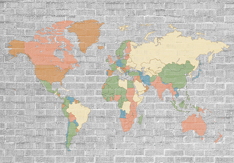 World map vinyl carpet in stone pattern vintage design - TenStickers
