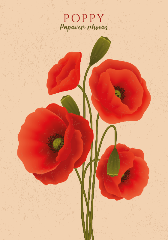 Poppies floral vinyl carpet - TenStickers