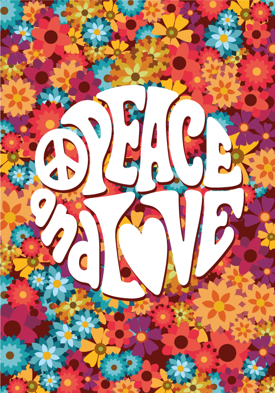 Floral vinyl carpet peace and love - TenStickers