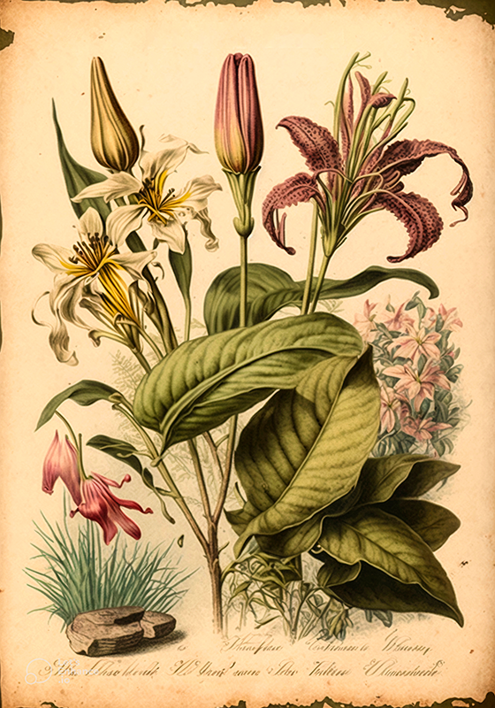 Floral vinyl carpet vintage botanical design - TenStickers