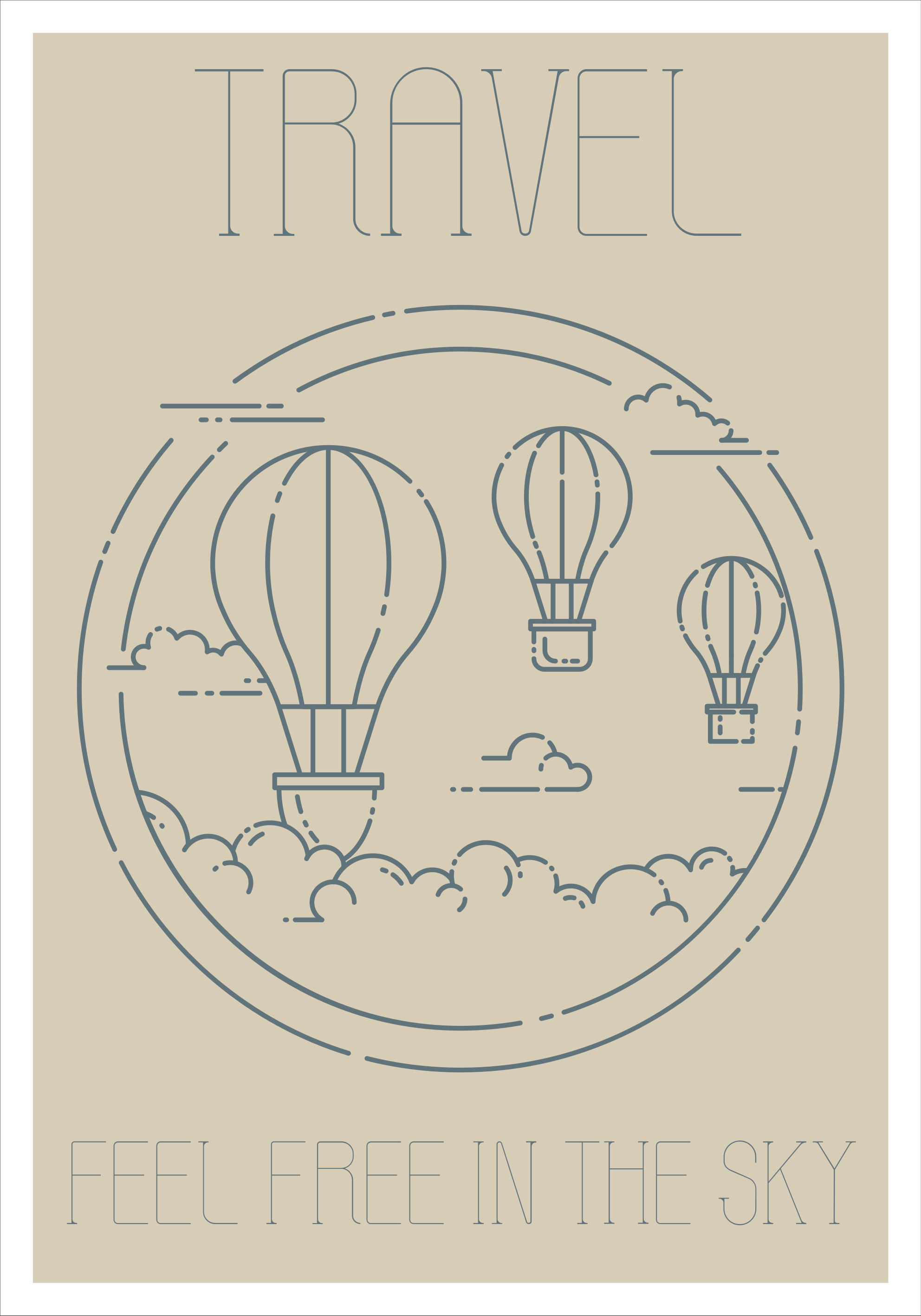 Custom vinyl carpet minimalist hot air balloon - TenStickers