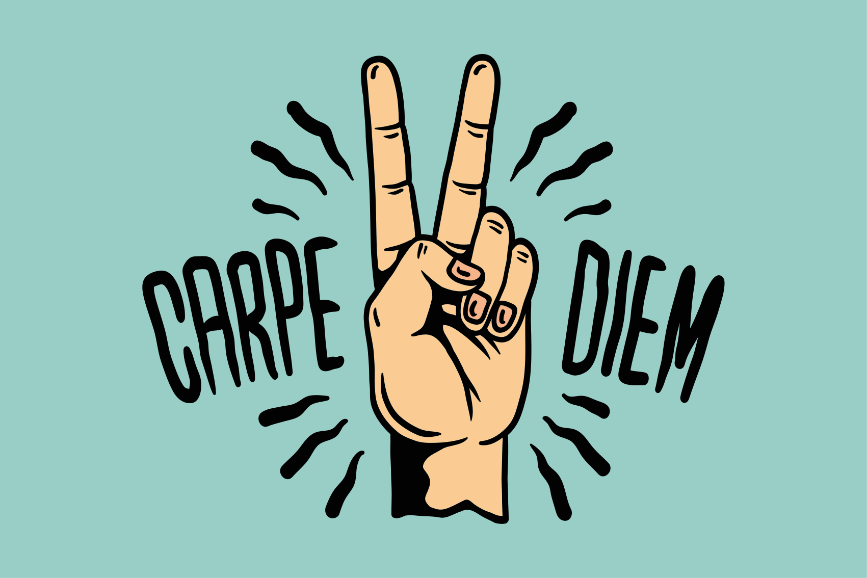Custom vinyl carpet carpe diem peace hand design - TenStickers