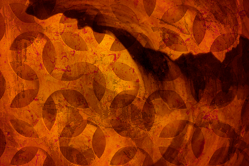 Geometric vinyl carpet in abstract orange design - TenStickers