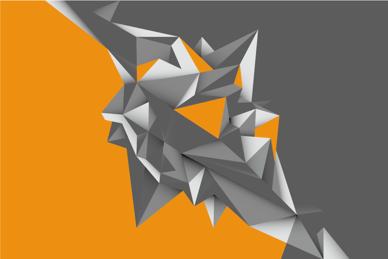 Geometric vinyl carpet in gray and orange shapes - TenStickers
