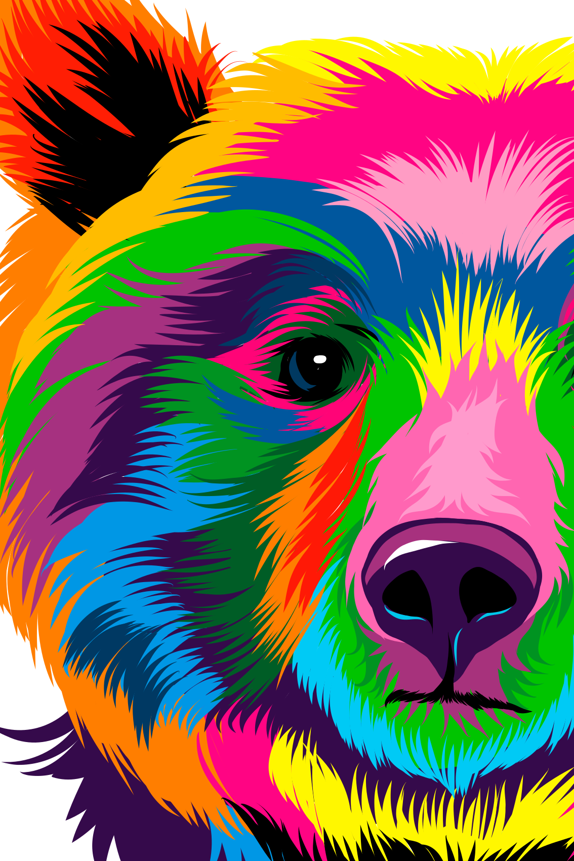 Colorful bear geometric vinyl carpet - TenStickers
