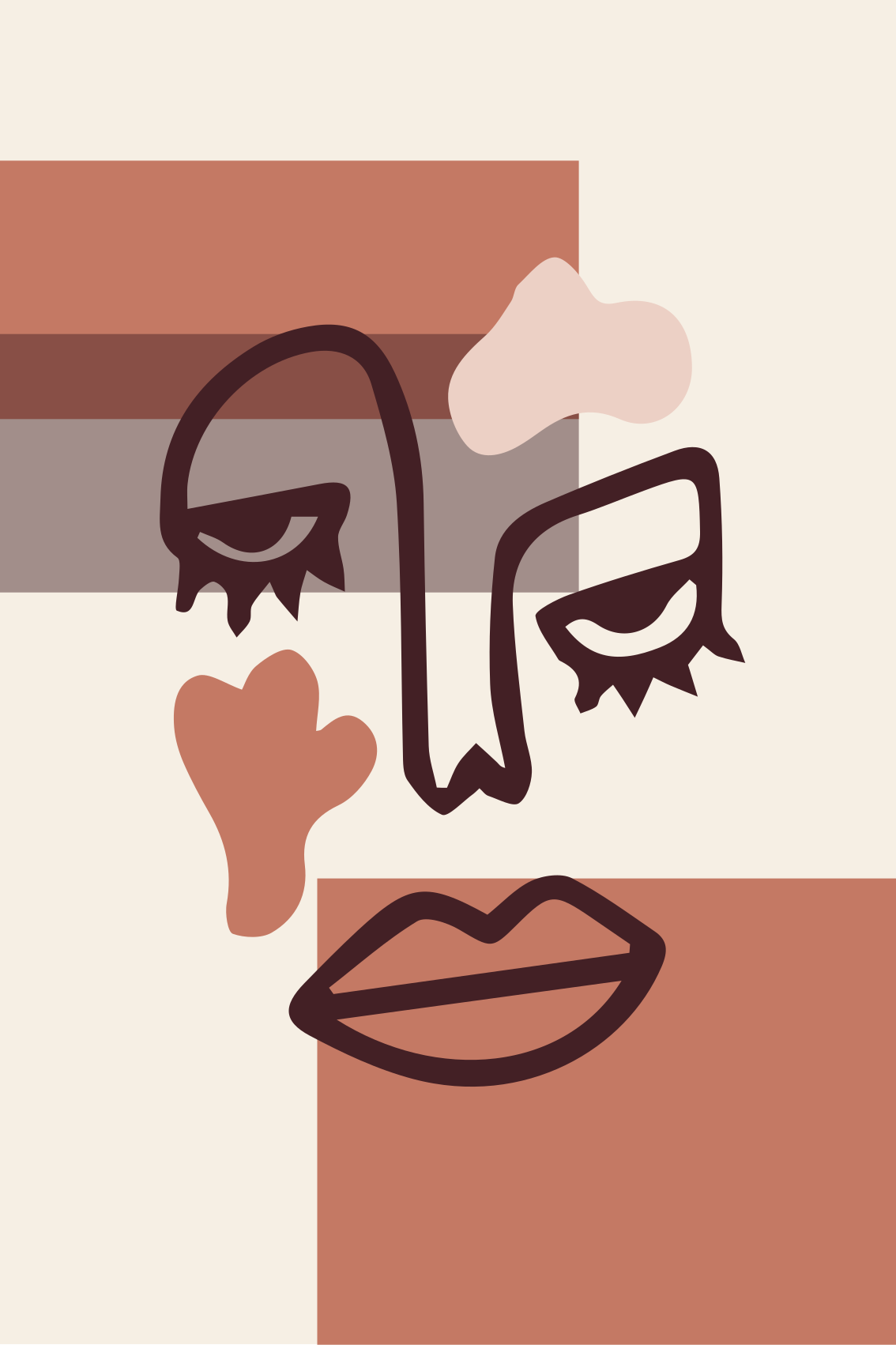 Geometric vinyl carpet abstract woman face - TenStickers