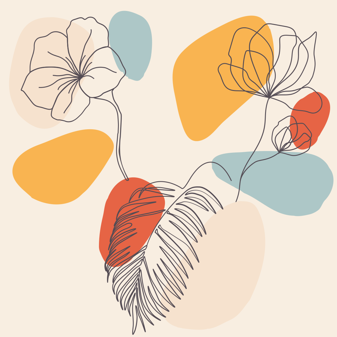 Geometric vinyl carpet with botanical wall art - TenStickers