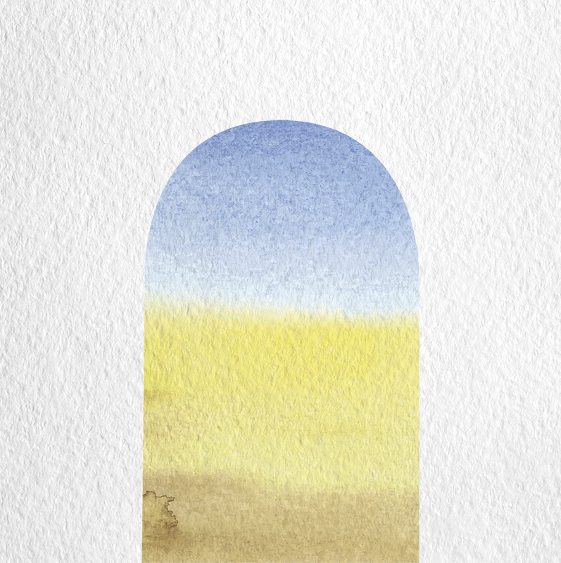 Geometric vinyl carpet watercolor arch design - TenStickers