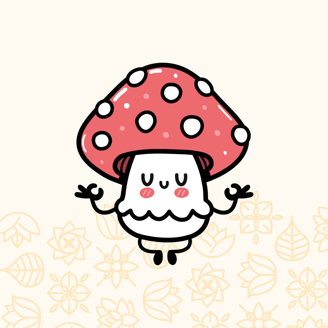 Kids vinyl carpet cute funny happy mushroom - TenStickers