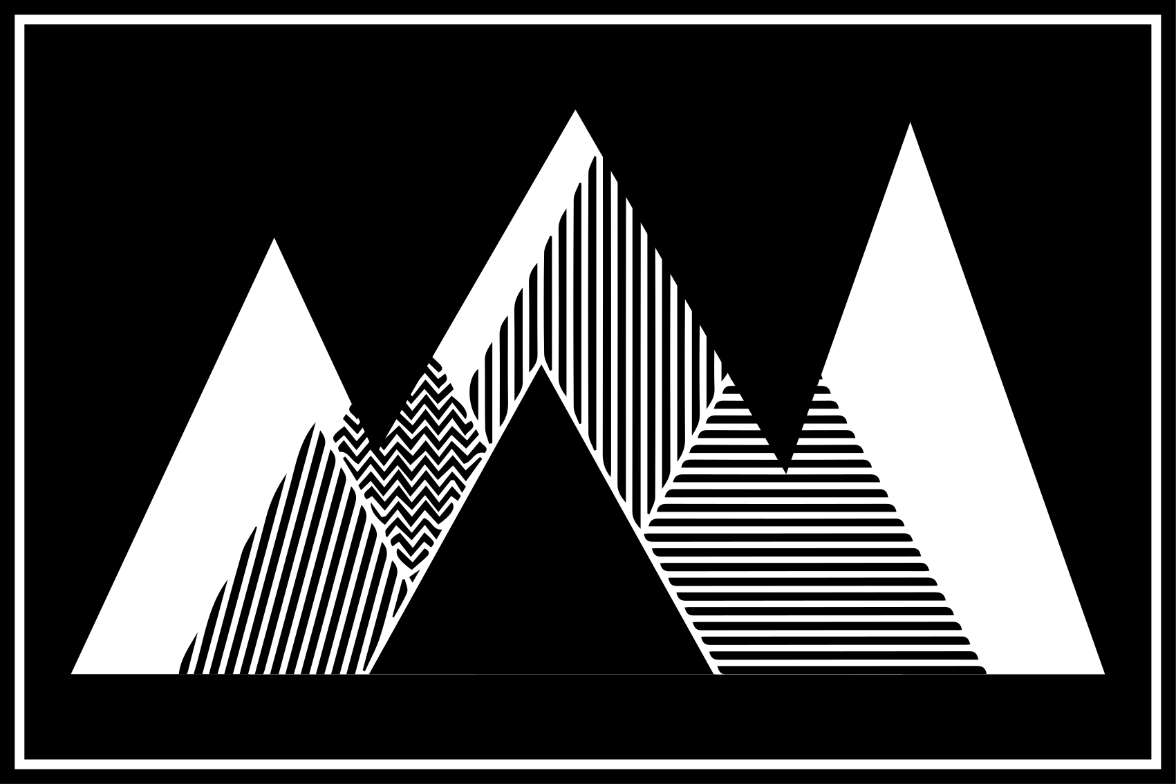 Kids vinyl carpet black and white striped mountains - TenStickers
