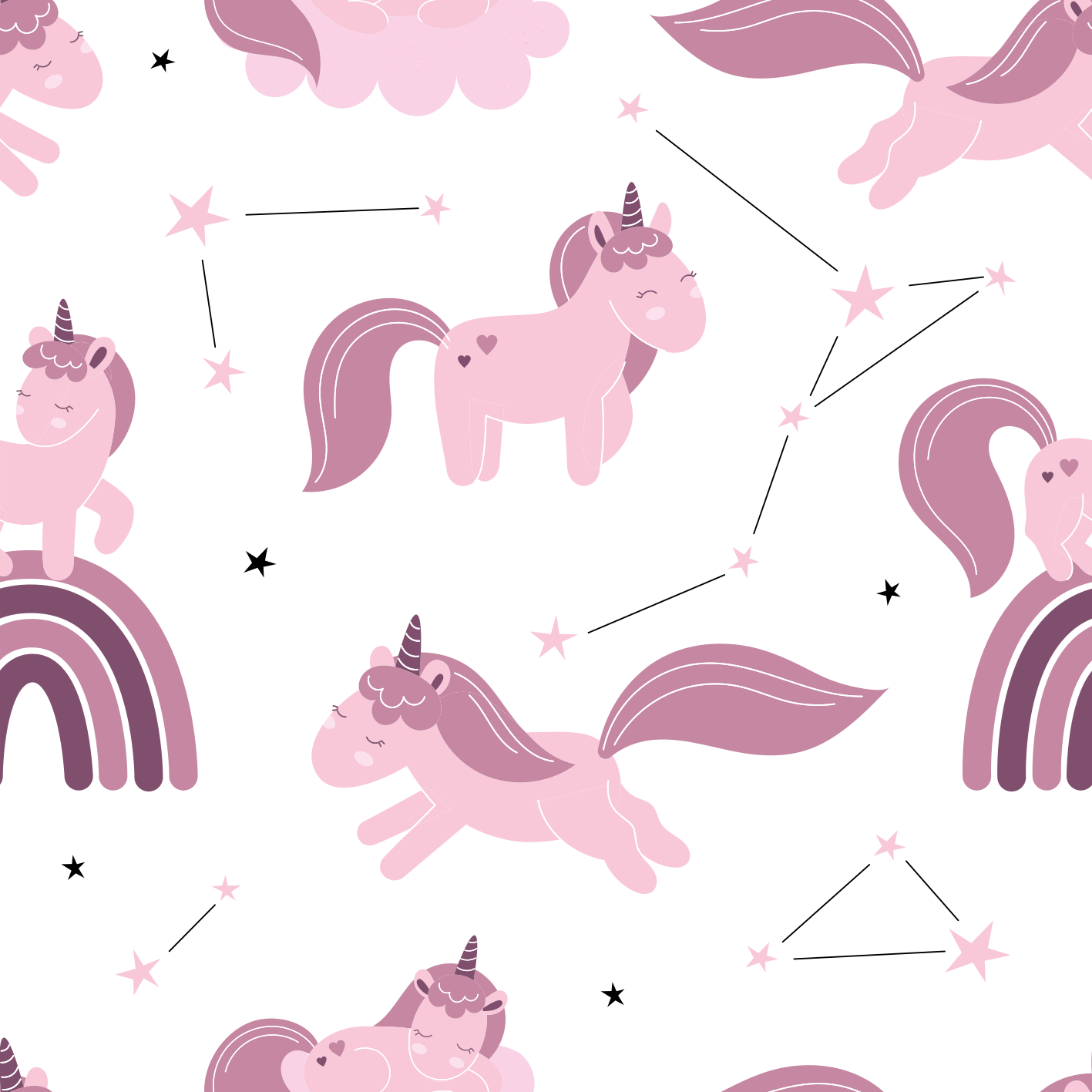 Kids vinyl carpet funny unicorns and star constellations - TenStickers