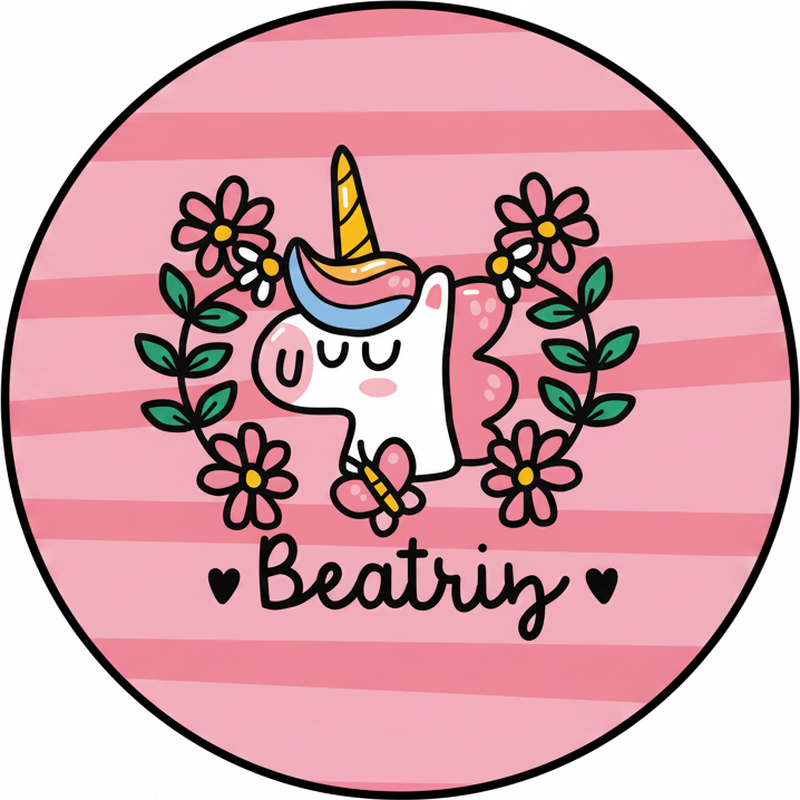 Kids vinyl carpet cute flower unicorn design - TenStickers
