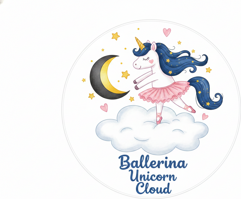 Kids vinyl carpet ballerina unicorn on cloud - TenStickers