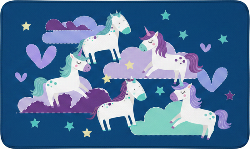 Kids vinyl carpet cute unicorns with clouds and stars - TenStickers