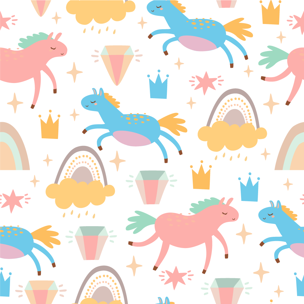 Kids vinyl carpet with cute unicorns and rainbows - TenStickers