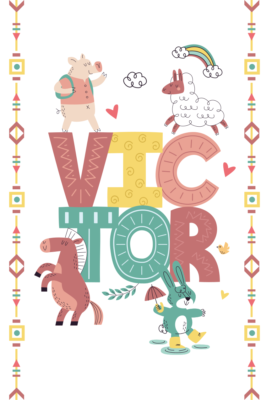 Kids vinyl carpet featuring customizable farm animals - TenStickers