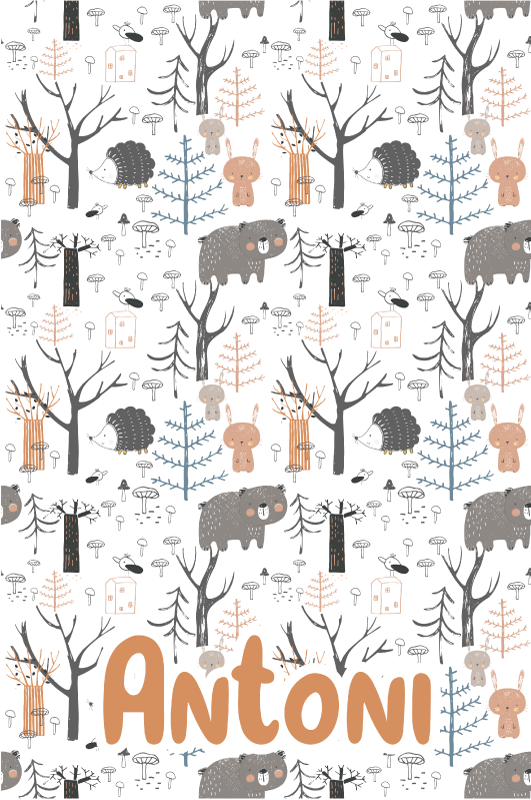 Kids vinyl carpet scandinavian forest animals - TenStickers