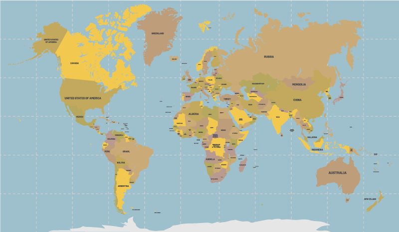 Blue and beige world map vinyl carpet - TenStickers