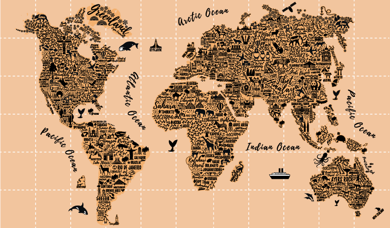 Cities world map vinyl carpet - TenStickers
