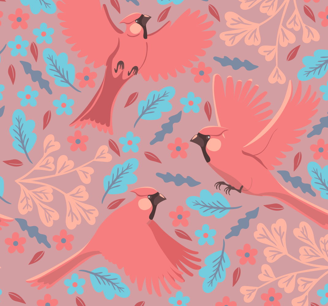 Living room vinyl carpet with blush birds on branch - TenStickers