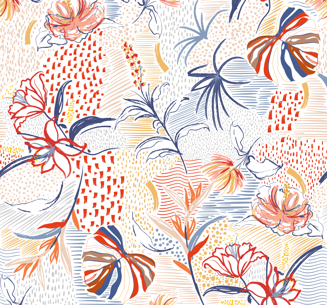 Living room vinyl carpet with ornamental floral design - TenStickers