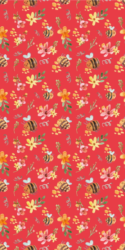 Living room vinyl carpet retro bees and flowers - TenStickers