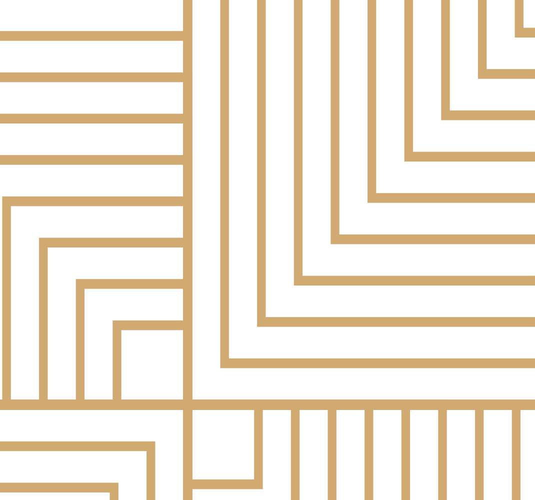 Living room vinyl carpet in white and gold geometric design - TenStickers